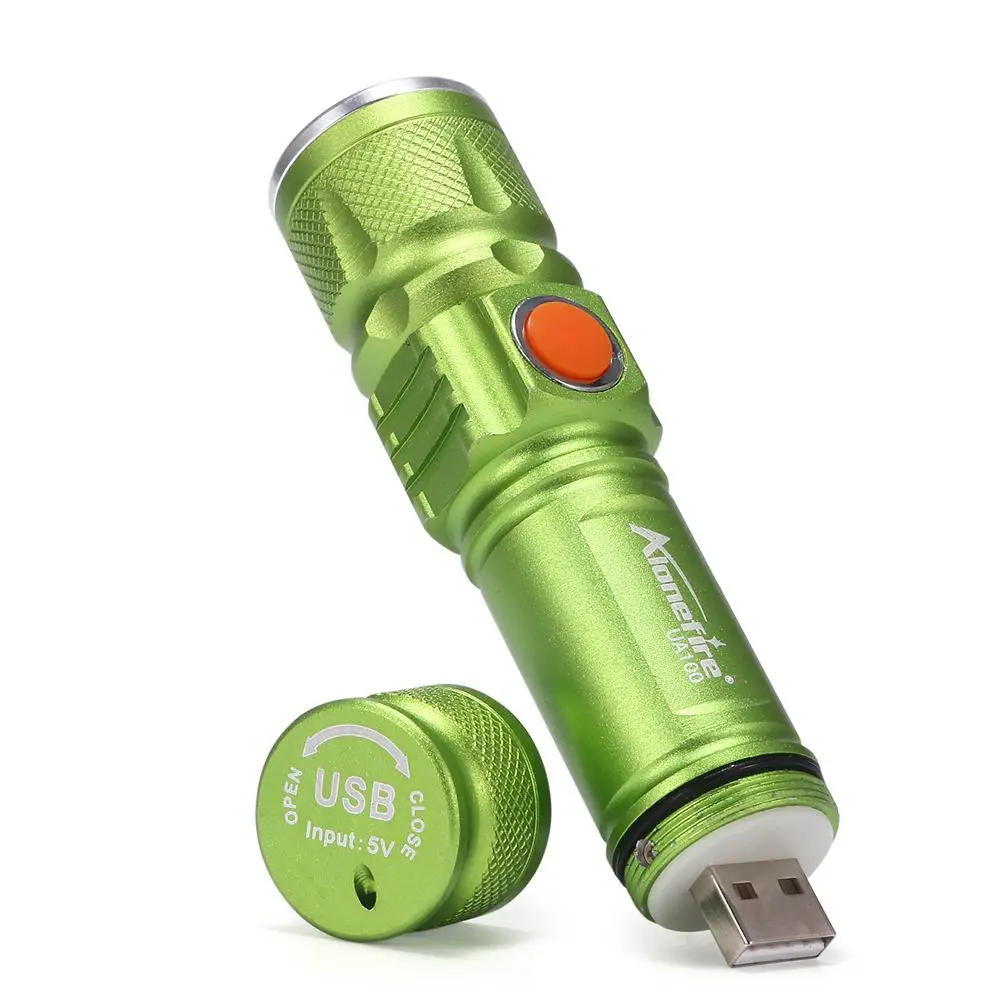 AloneFire UA100 T6 светодиодный фонарик карманный usb Перезаряжаемые факел Водонепроницаемый Регулируемый туристический фонарь светодиодный вспышка света