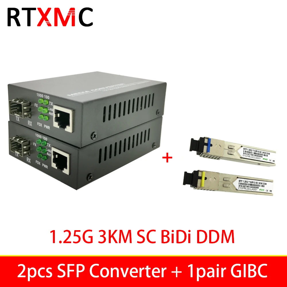 2 шт. медиаконвертер с портом SFP 1 25 г RJ45 GIBC 3 км 20 SC BIDI 10/100/1000 м порт в
