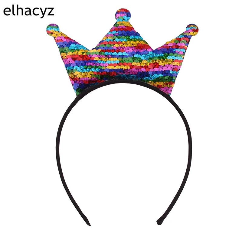 10 шт./лот дети двусторонние пайетки корона диадемы Hairband DIY Бутик Дети жесткое оголовье Grils аксессуары для волос
