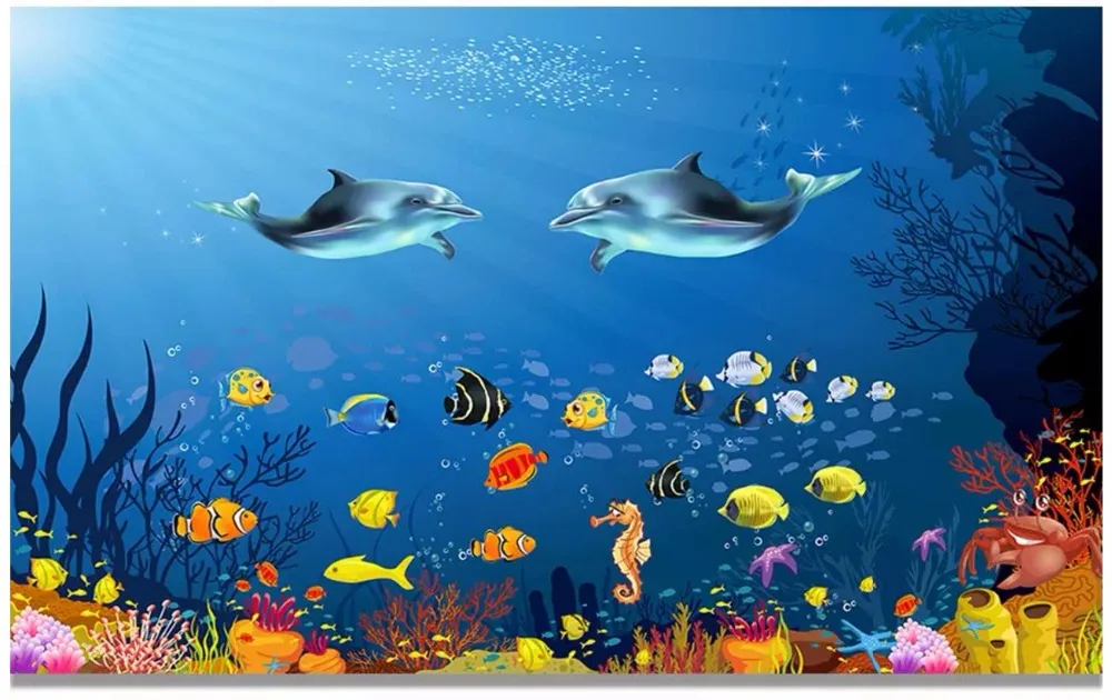 Пользовательские фото обои 3d для стен 3 d Модные ручная роспись под водой детской