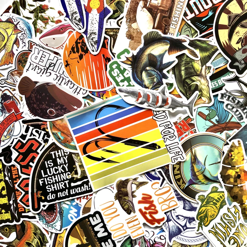 50/65 шт забавные Рыбак рыбной ловлей Стикеры s для ноутбука чемодан скейтборд