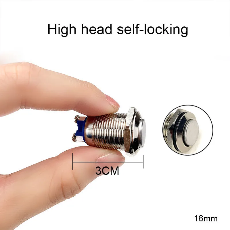 High Self-locking 16 мм IP67 металлическая нажимная Водонепроницаемая кнопка переключателя моментальная Перезагрузка Блокировка с фиксацией Нет высокой/плоской/мгновенной круглой формы - Цвет: High Self-locking