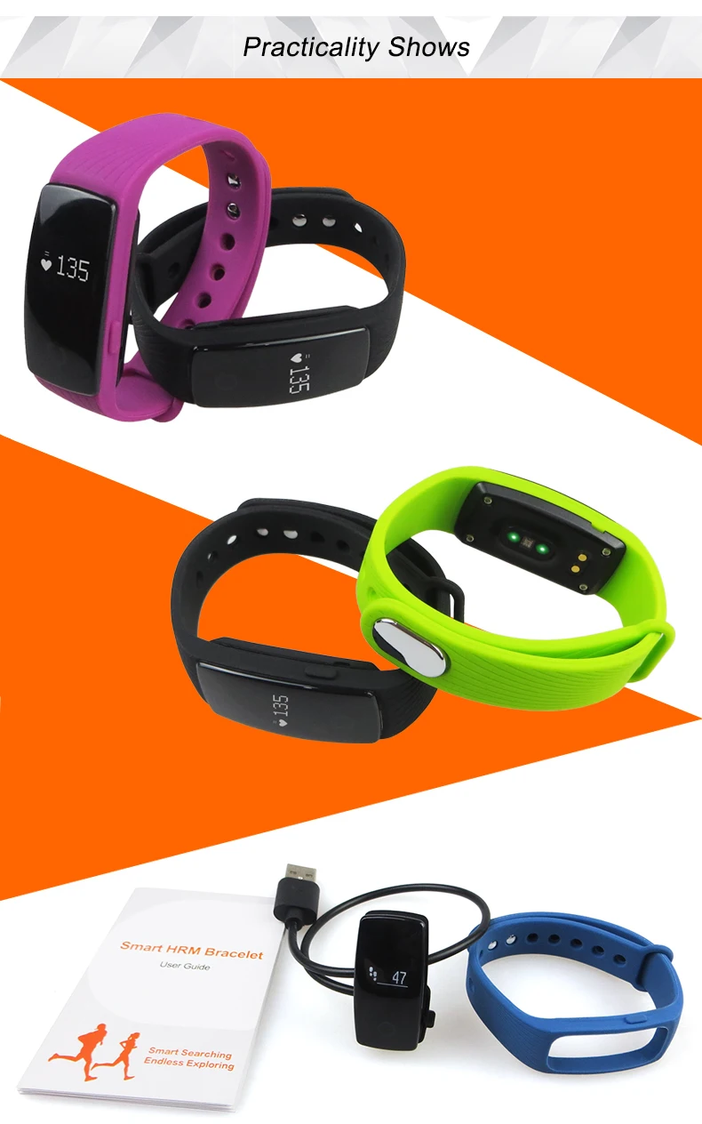 Smart bluetooth браслет сердечного ритма Мониторы OLED Фитнес трекер часы SmartBand Спорт PK ID107