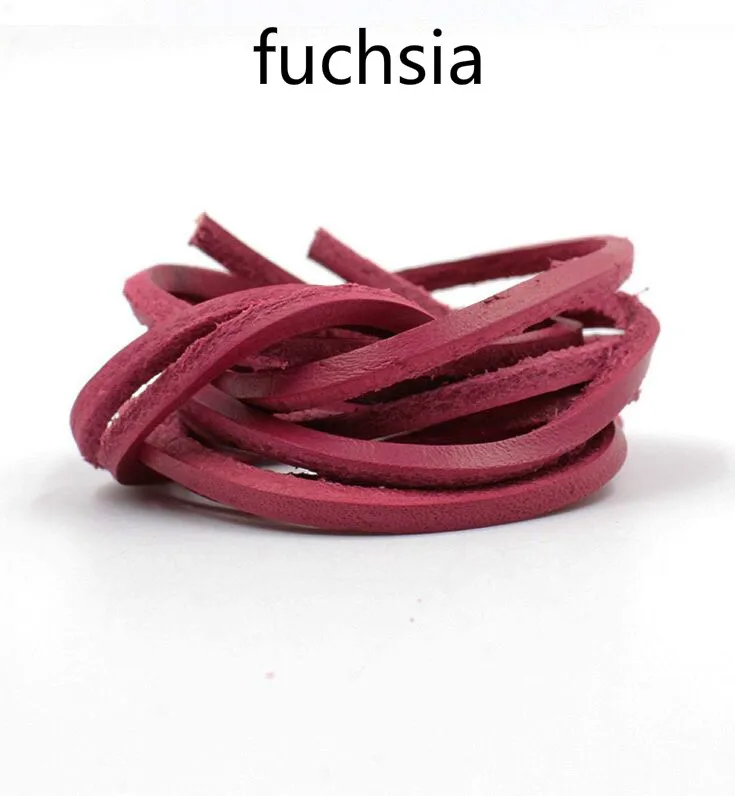 fuchsia Новая мода года! 1 пара износостойких шнурков из натуральной кожи, регулируемые шнурки для ботинок - Цвет: fuchsia