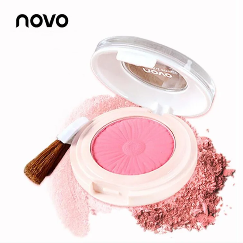 NOVO Цвет Румяна на лица Женская пудра палитра натуральный макияж с кистью зеркало