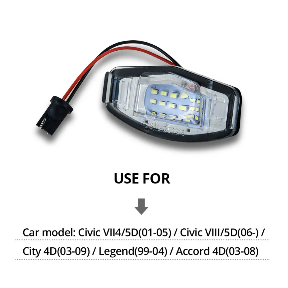 VooVoo 2 шт./компл. Canbus без ошибок 12 в белый 18 SMD СВЕТОДИОДНЫЙ номерной знак для Honda Civic
