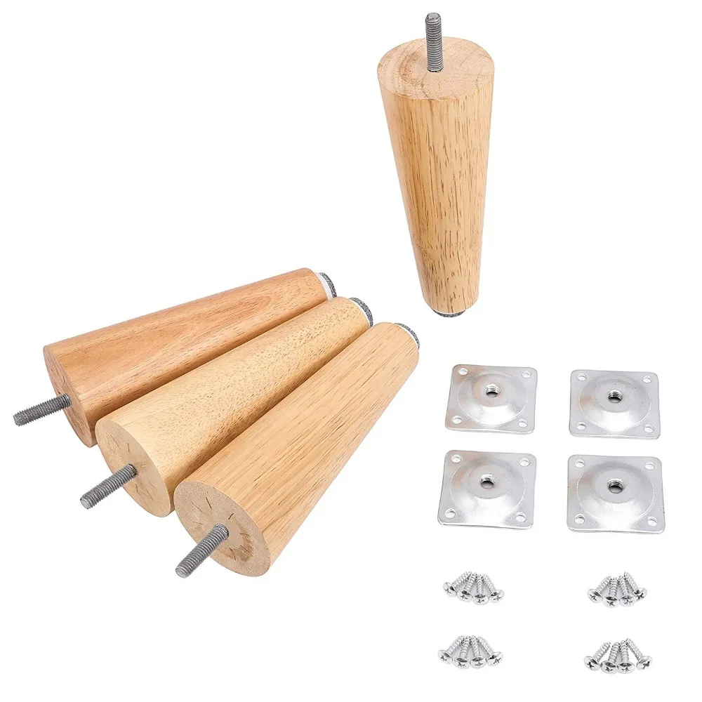 

Solid Wood Furniture Legs Hack for Sofa Couch Bed Coffee Table Make Home & Office Furniture Pop Sturdy Tapered Legs 6" 4PCS