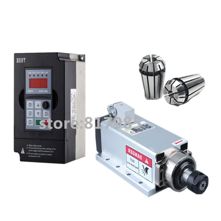 

high quality Ceramic Bearings 3.5kw 220V 380V air cooled spindle motor ER20 collect and 4KW VFD inverter free shipping
