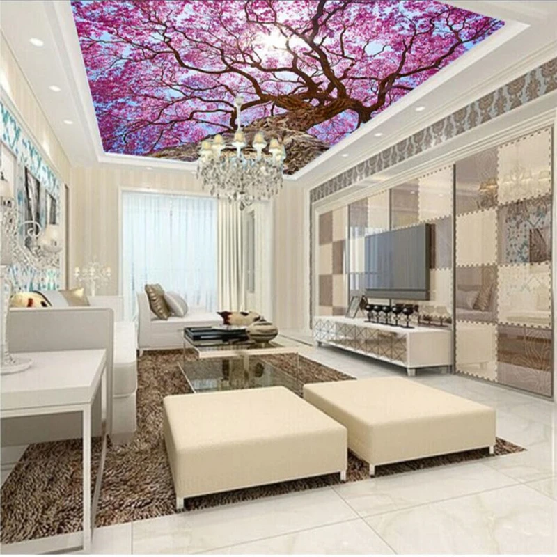 Красивый пейзаж вишневого дерева потолочные обои на стену большие шелковые