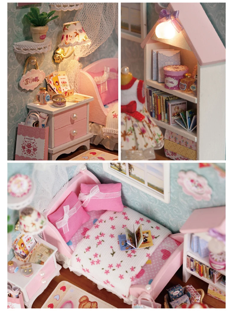 Кукольный дом ручной работы мебель Miniatura Diy кукольные домики миниатюрный кукольный домик деревянные игрушки для детей Взрослые подарок на день рождения H08