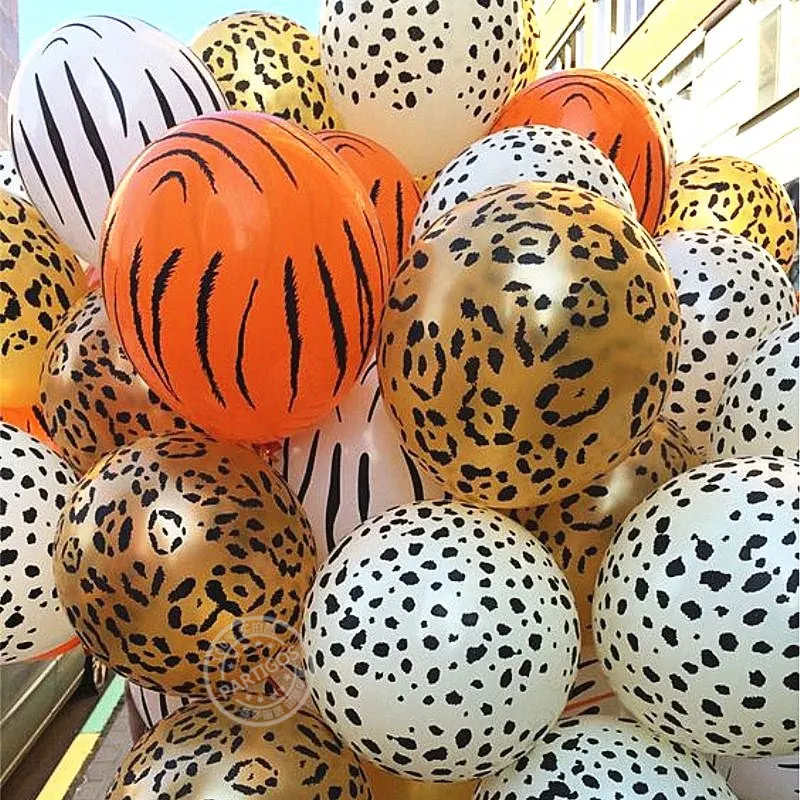 

10pcs/lot 12inch 3.2g Animal Latex Balloons Tiger Zebra Dog Leopard Birthday Theme Party Balls Helium inflatable Globos Kid Gift