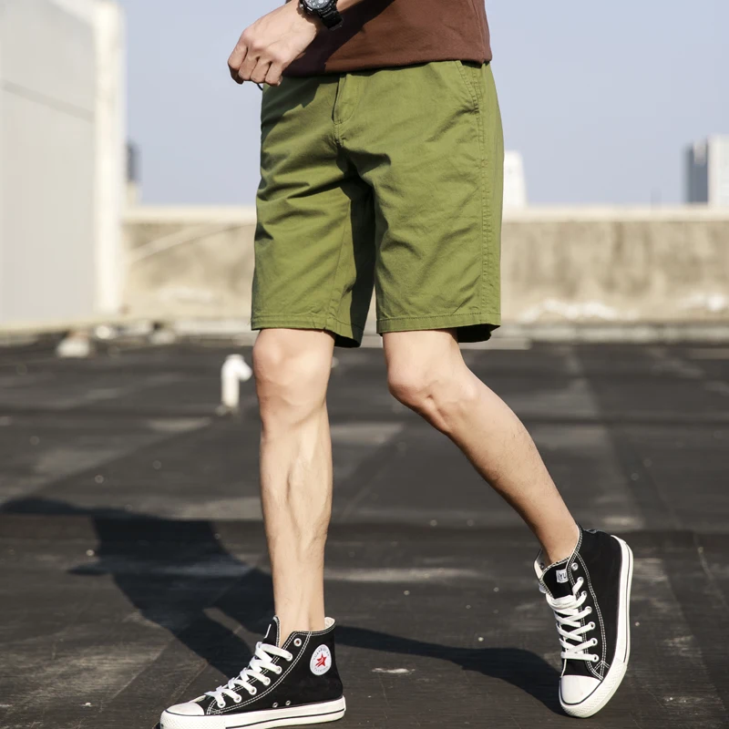 

ZITENGLUO 2018 Summer New Casual Shorts Men Cotton Sim Fit Solid 3 Color Available Knee length High Quality HB3SDK