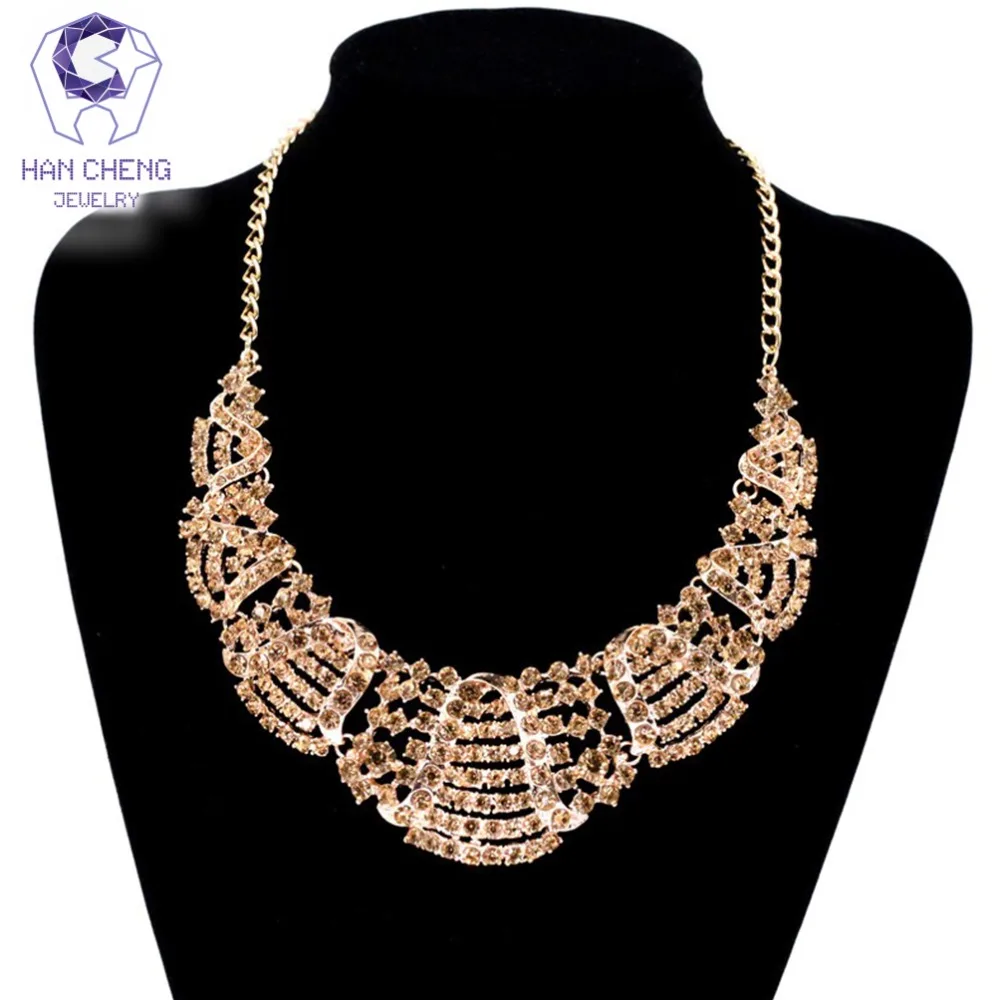 HanCheng Классические Модные полые ожерелья со стразами и кулоны золотая