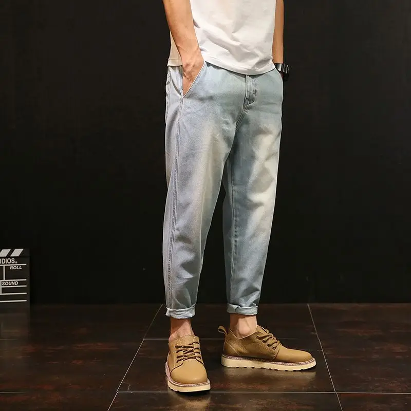 Мужские модные джинсовые шаровары 2019 брендовые тонкие джинсы большого размера