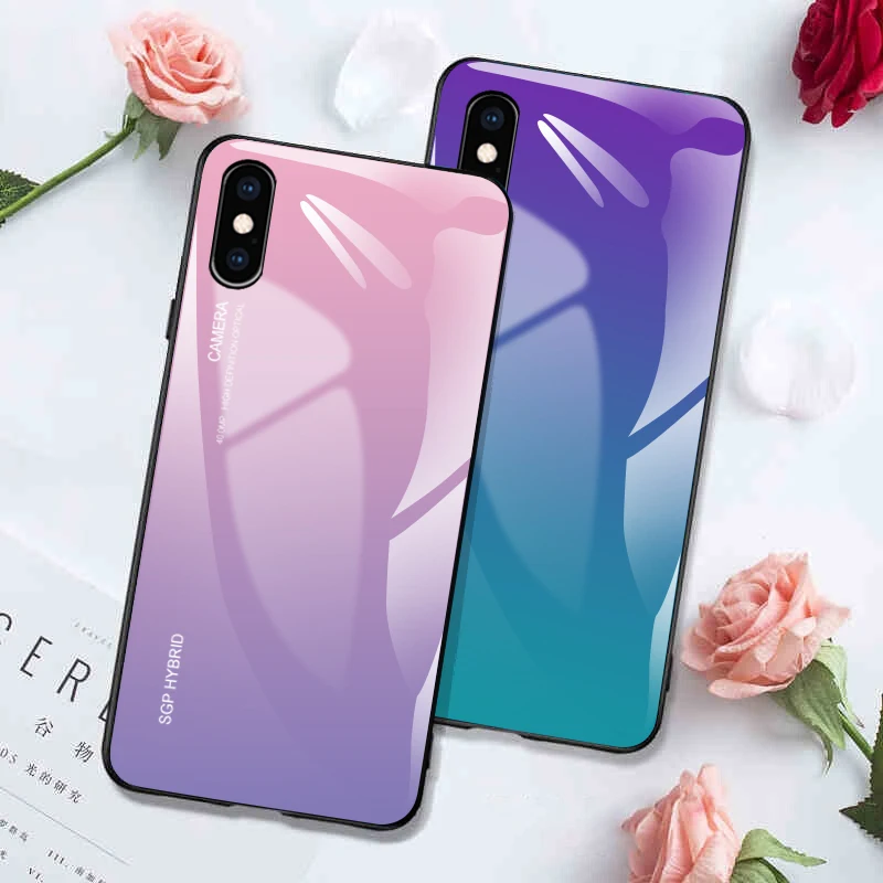 Градиентный чехол для Xiaomi Redmi 6A 5 Plus Note 6 7 Pro 4 Red mi + задняя крышка из закаленного