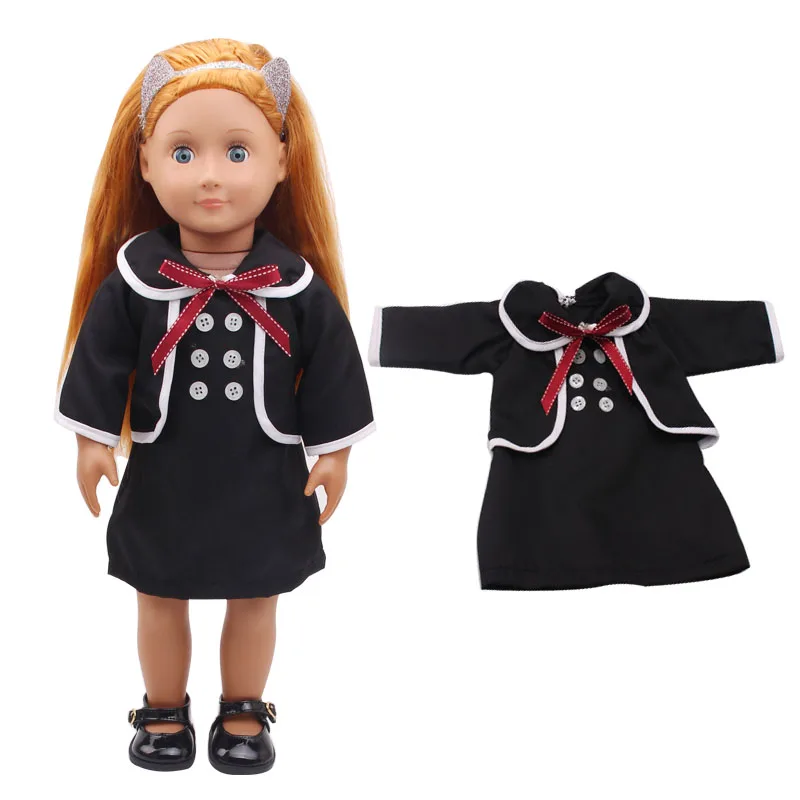 

Doll clothes British school uniform for girls black dress toy accessories fit 18 inch Girl doll and 43 cm baby dolls c259