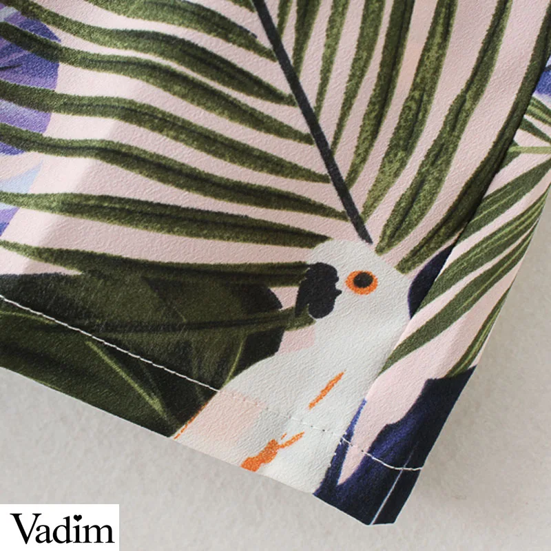 Женское элегантное платье vadim birds leaves, шорты с принтом на завязках, женские летние повседневные брендовые шорты pantalones cortos DK371