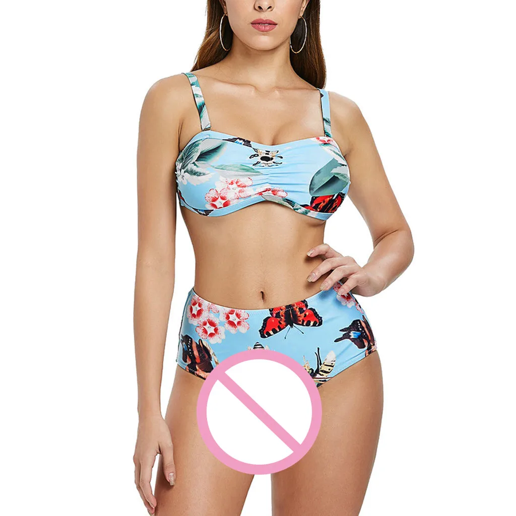 Женское бикини с принтом CHAMSGEND гавайский купальный костюм из двух предметов