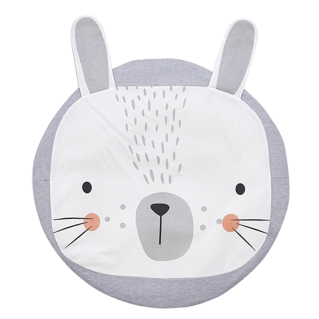 90CM Gray Rabbit Мягкие детские коврики для игр, детские коврики для ползания, детские постельные принадлежности, одеяло с кроликом, хлопковый игровой коврик, декор детской комнаты - Цвет: 90CM Gray Rabbit