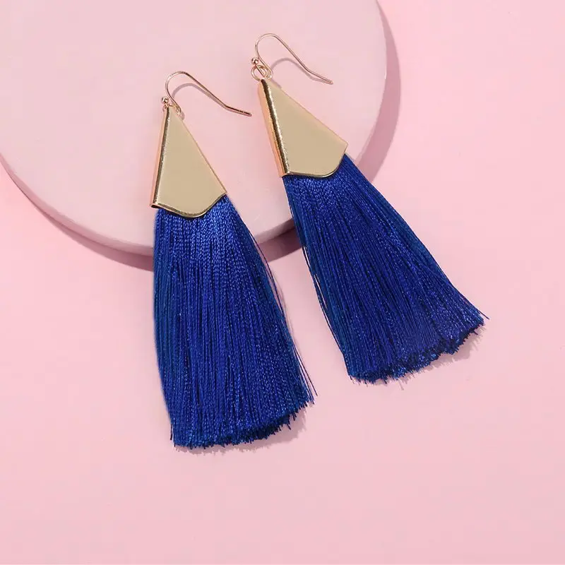 

ZWPON Fashion Boho Colorful Long Cotton Thread Tassel Earrings for Women Fashion Jewelry Fringe Earrings Jewelry Wholesale