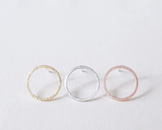 

SMJEL Fashion Accessories Jewelry Brushed Circle Earrings for Women Simple Geometric Round Earring oorbellen Pendients S022