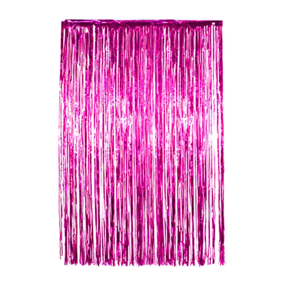 Hot Pink Дождевая занавеска с цветами, 1*2 метра, вечерние занавески из фольги, свадебные украшения, розовое золото, Розовый дождь, быстрая - Цвет: Hot Pink