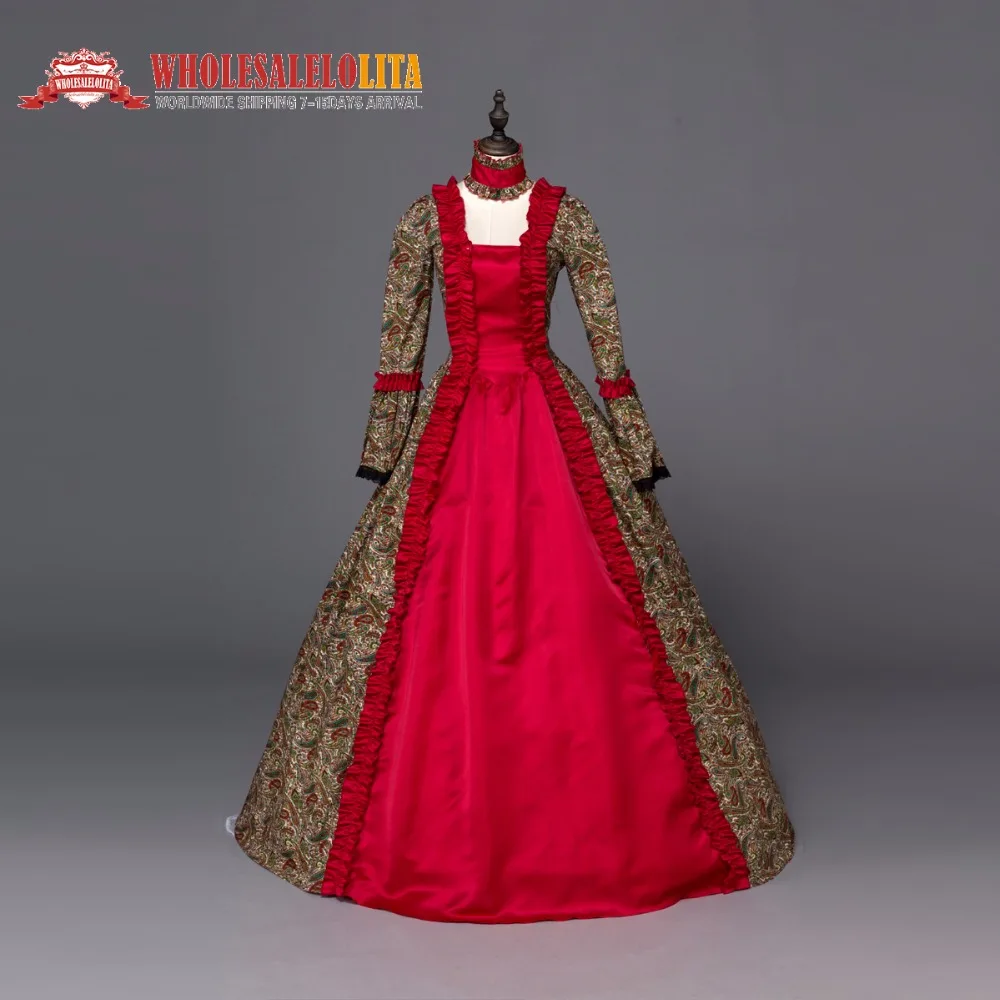 Ренессанс грузинской Готический Парча Платье для бала маскарада Театр