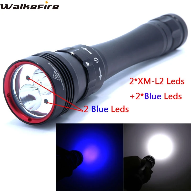 Водонепроницаемый подводный светодиодный фонарик 6000 лм фонарь для дайвинга с 2