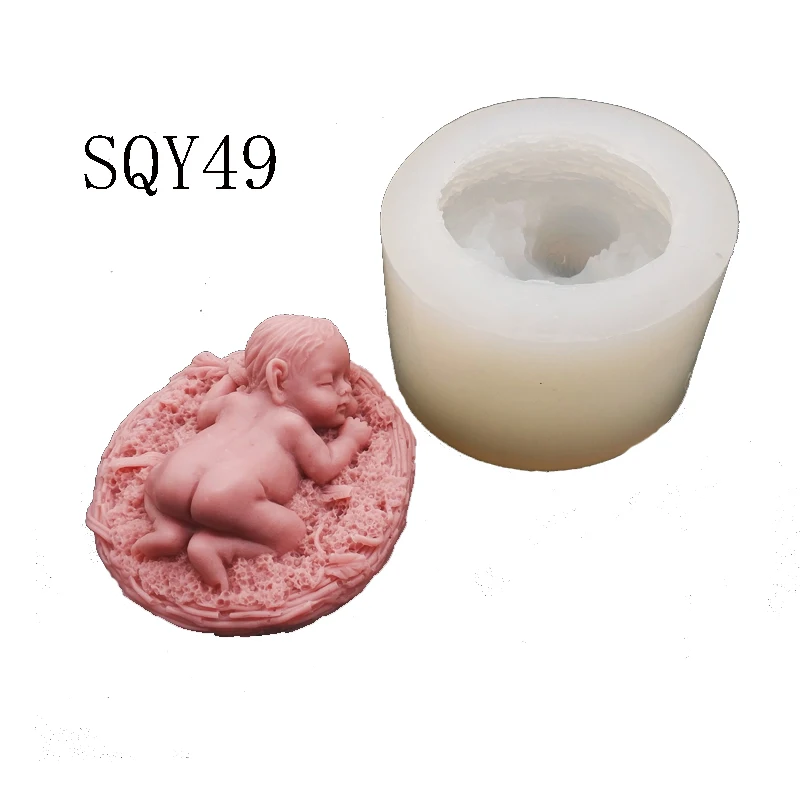 

New sleeping baby shaker silicone mold Mousse cake mold Chocolate Soap DIY Tools