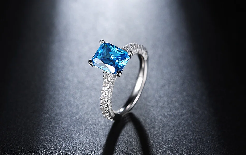 ORSA JEWELS женское роскошное свадебное кольцо с кристаллами с квадратным вырезом океана голубого ААА CZ для женщин вечерние ювелирные изделия AOR139
