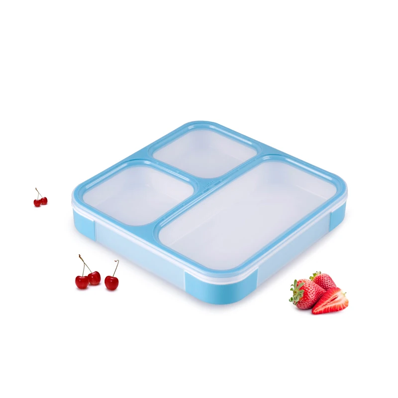 Blue 3compartment Baispo 1200 мл, разогреваемый Ланч-бокс для детей без BPA, контейнер для хранения продуктов с отделениями, герметичный Бенто-бокс - Цвет: Blue 3compartment