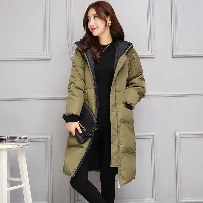 Winter Loose Parka Women Jacket Coat X-Long Warm Padded Quilted Parkas wadded Windbreaker hooded jacket Female EV125 | Женская одежда