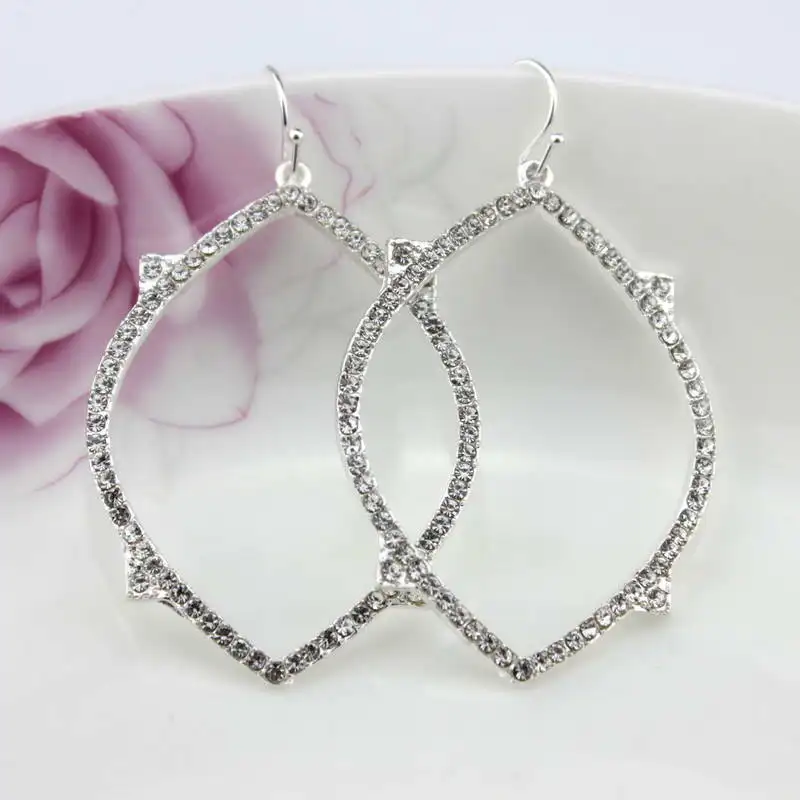 Фото Сверкающие стеклянные стразы Pave ARABESQUE CHANDELIERS, висячие серьги-подвески для женщин №5