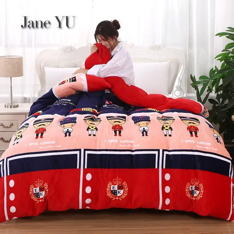 JaneYU 4 шт. фланелевые постельные принадлежности с мультяшным коралловым бархатным