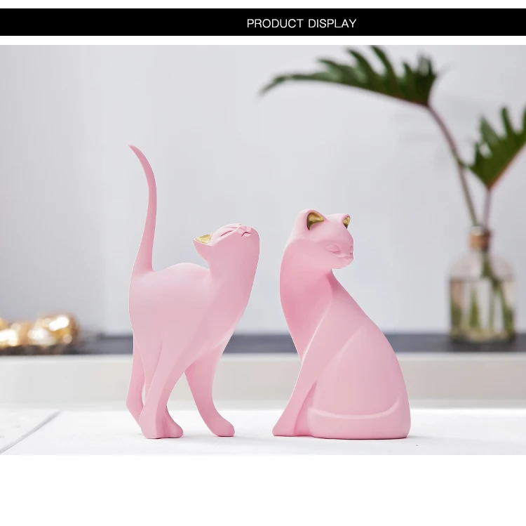 2 шт Nordic розовый котенок Смола украшения "Кошки" креативные милые фигурки животных домашняя украшения бар Настольный Статуэтка для декора
