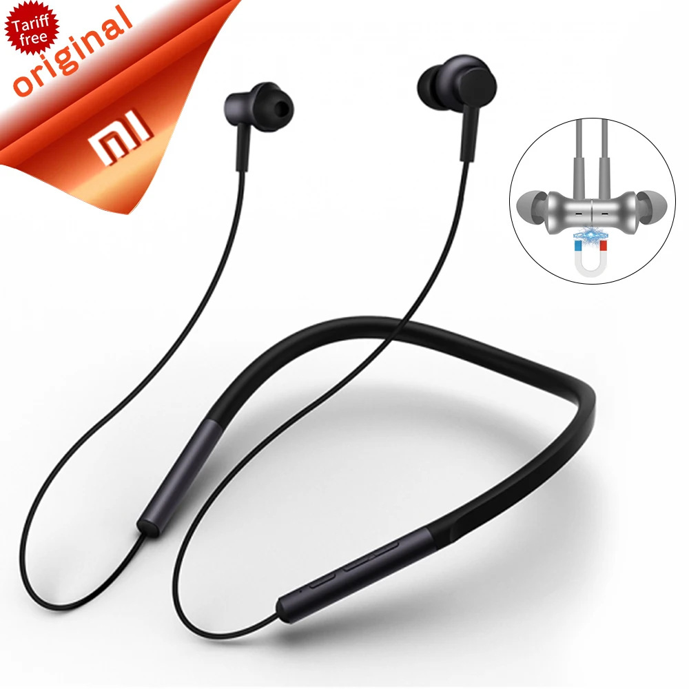 Оригинальные Xiaomi Bluetooth шейный воротник гарнитура с микрофоном Спорт магнитные