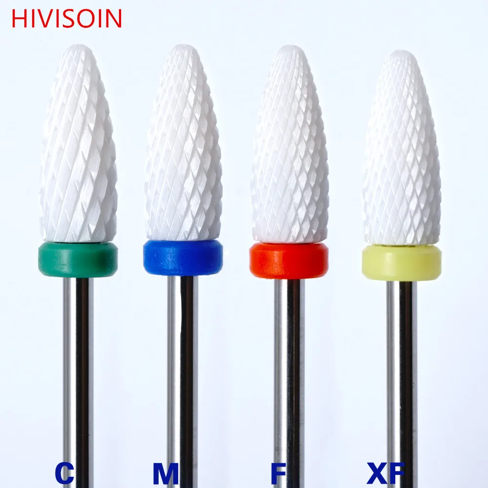 

White Ceramic Nail Drill Bit - Flame Bit (C-XF)