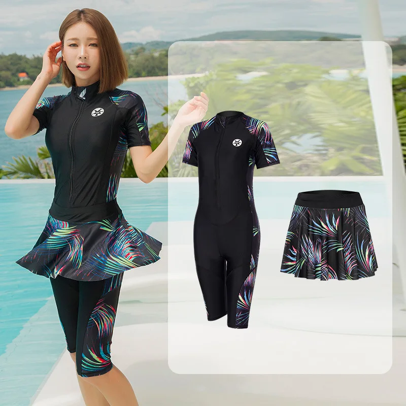 see chart Купальник для подростков женщин Rashguard Купальники Одежда Дайвинг Спортивная юбка Лонгслив под змеиную кожу сексуальный Корея - Цвет: see chart