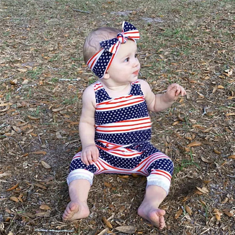 2018 новая одежда для малышей мальчиков и девочек звезды полосатый комбинезон 4th