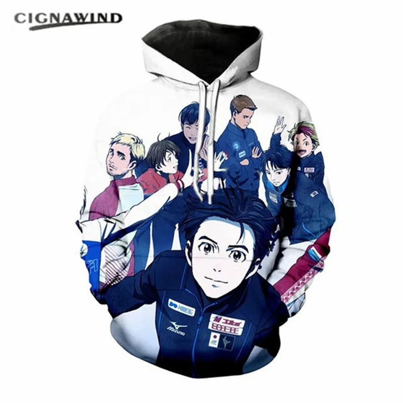 Новые мужские толстовки с 3D принтом аниме Yuri on Ice модные спортивные костюмы для