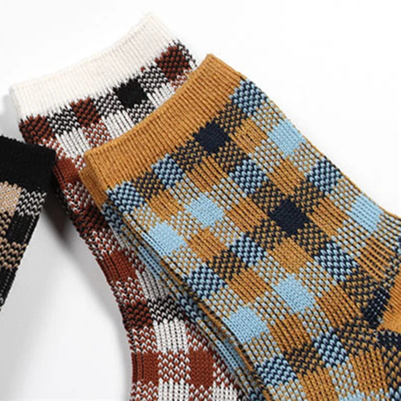 [EIOISAPRA] хлопковые клетчатые носки до щиколотки в стиле Харадзюку женские зимние