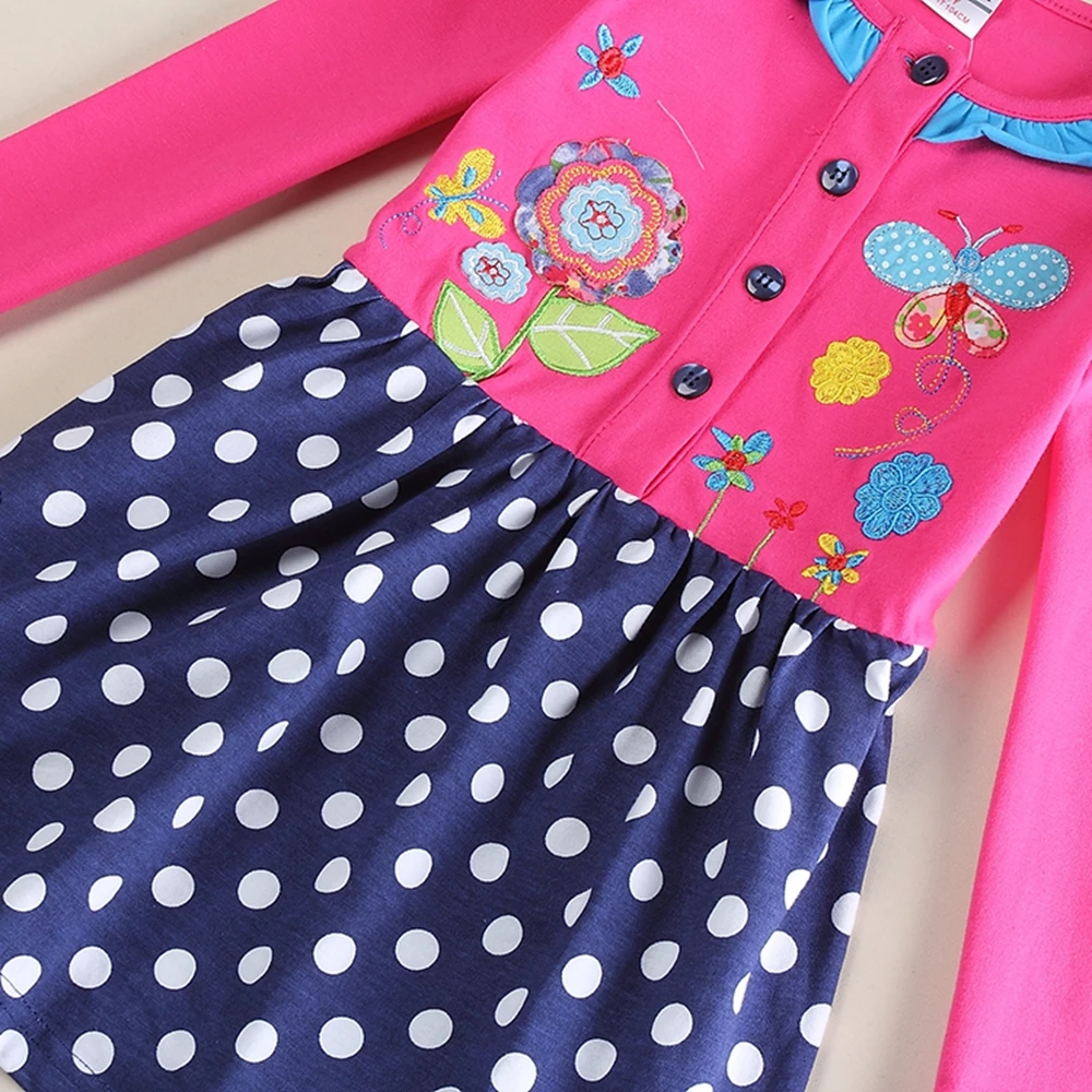 Girls Long Sleeve Dress Kids Wearing Embroidered Figure Round Neck Cotton Autumn New Hot Sale Style H5822Y | Детская одежда и