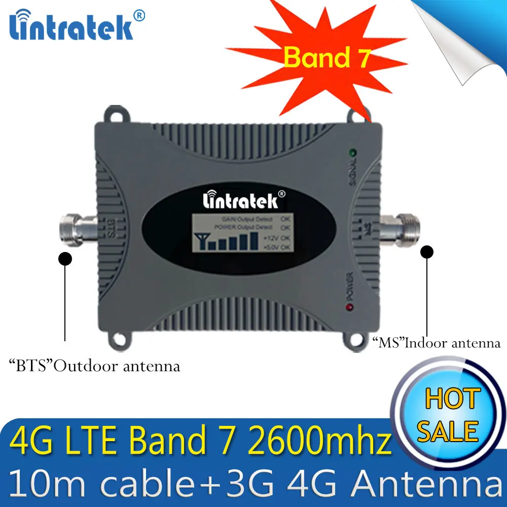 Усилитель сигнала сотового телефона Lintratek FDD LTE 2600 МГц 4G усилитель с антенной 3G