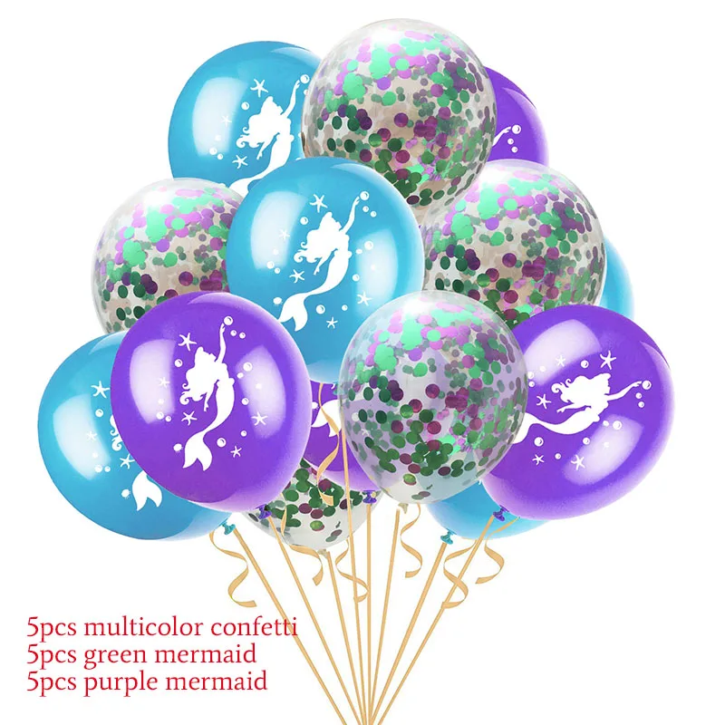15pc MMD balloon Вечерние украшения в виде русалки, фольгированные шары с русалкой, бумажные тарелки, посуда, подарочные сумки для детей, девочек, с днем рождения, принадлежности для тематической вечеринки - Цвет: 15pc MMD balloon