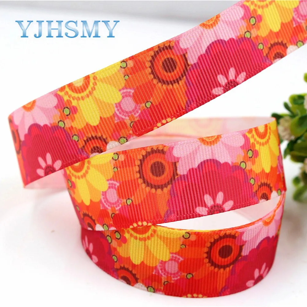 YJHSMY H 17523 917 10 ярдов 22 мм мультфильм цветок термопечать grosgrain Свадебные аксессуары