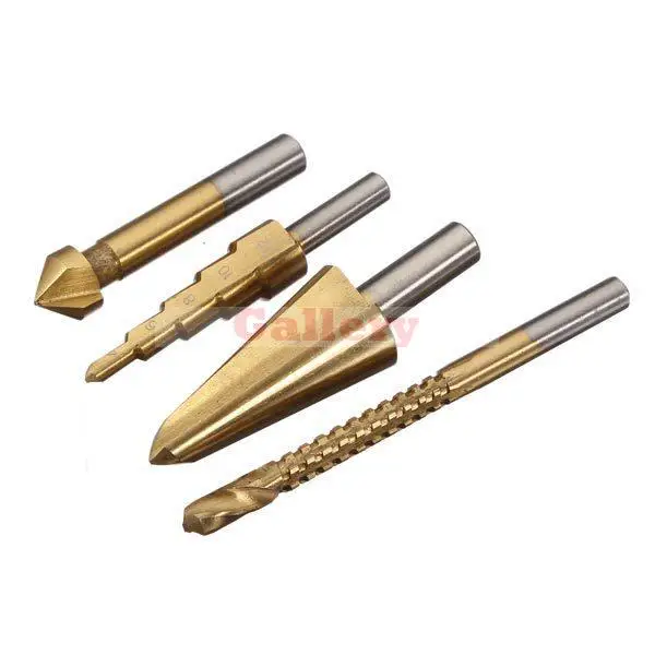 

2015 Rushed Promotion Tool Ferramentas Marcenaria Furadeira 3 Sets Lot 4pcs Hss Contersink Drill Step Tapered Cone Saw Bit