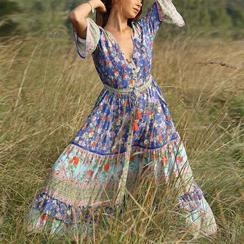 Сексуальное женское платье с v образным вырезом и разрезом Элегантное летнее