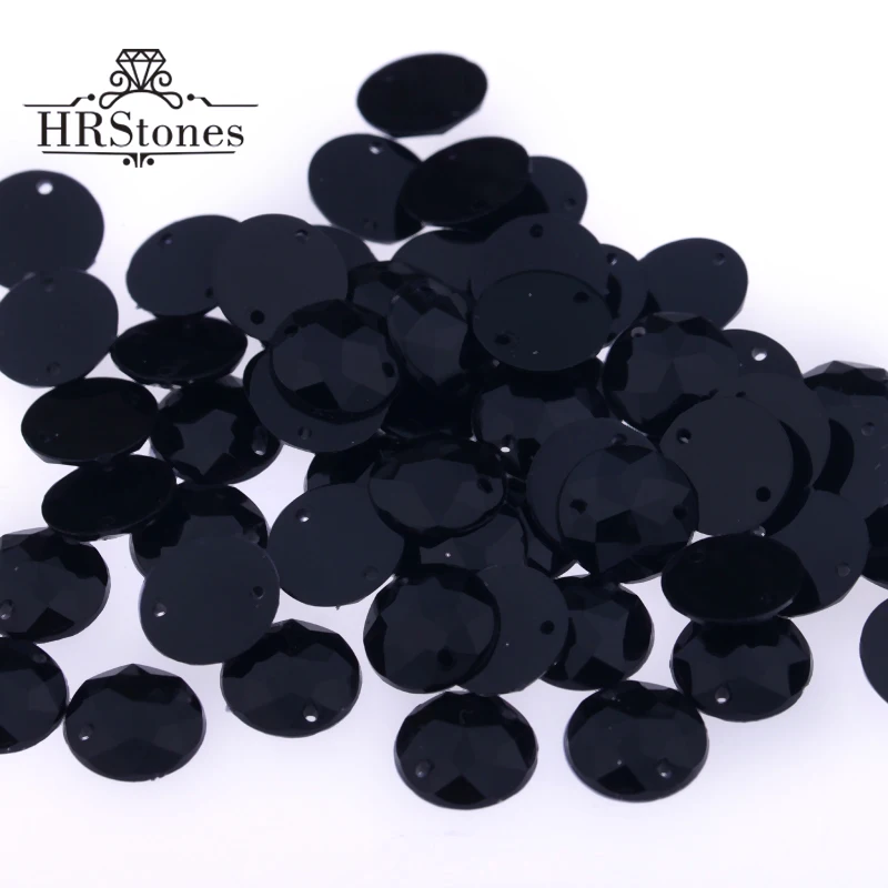 Плоские круглые Швейные DIY камни тайваньские акриловые струйные черные 2