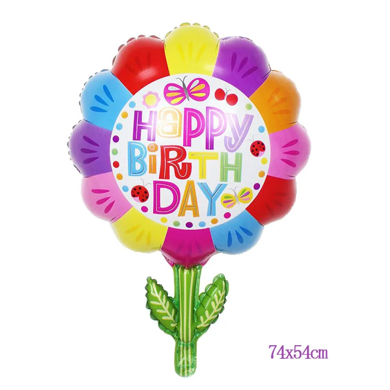 HBD Flower KAMMIZAD радужные шарики с улыбающимся лицом облако День рождения Свадебные аксессуары украшения юбилей гелиевые шары Прямая - Цвет: HBD Flower