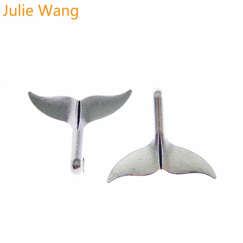 Julie Wang, 10 шт., сплав, серебро, хвост русалки, рыба, каудальные плавники, Подвески для ожерелье с кулоном, фурнитура, сделай сам, аксессуары для изготовления ювелирных изделий